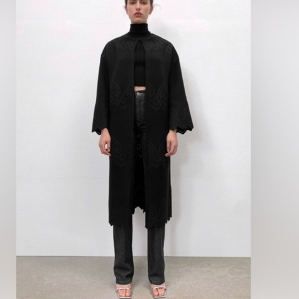 ZARA Limited Edition Eyelet Detail Heavy Knit Coat